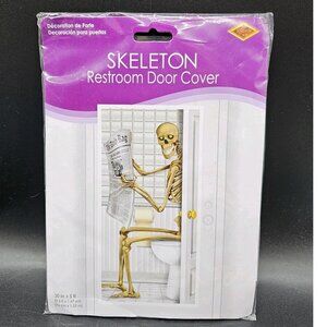 Beistle Halloween Skeleton Bathroom Door Cover 30" X 5 Ft Spooky Party Accessory